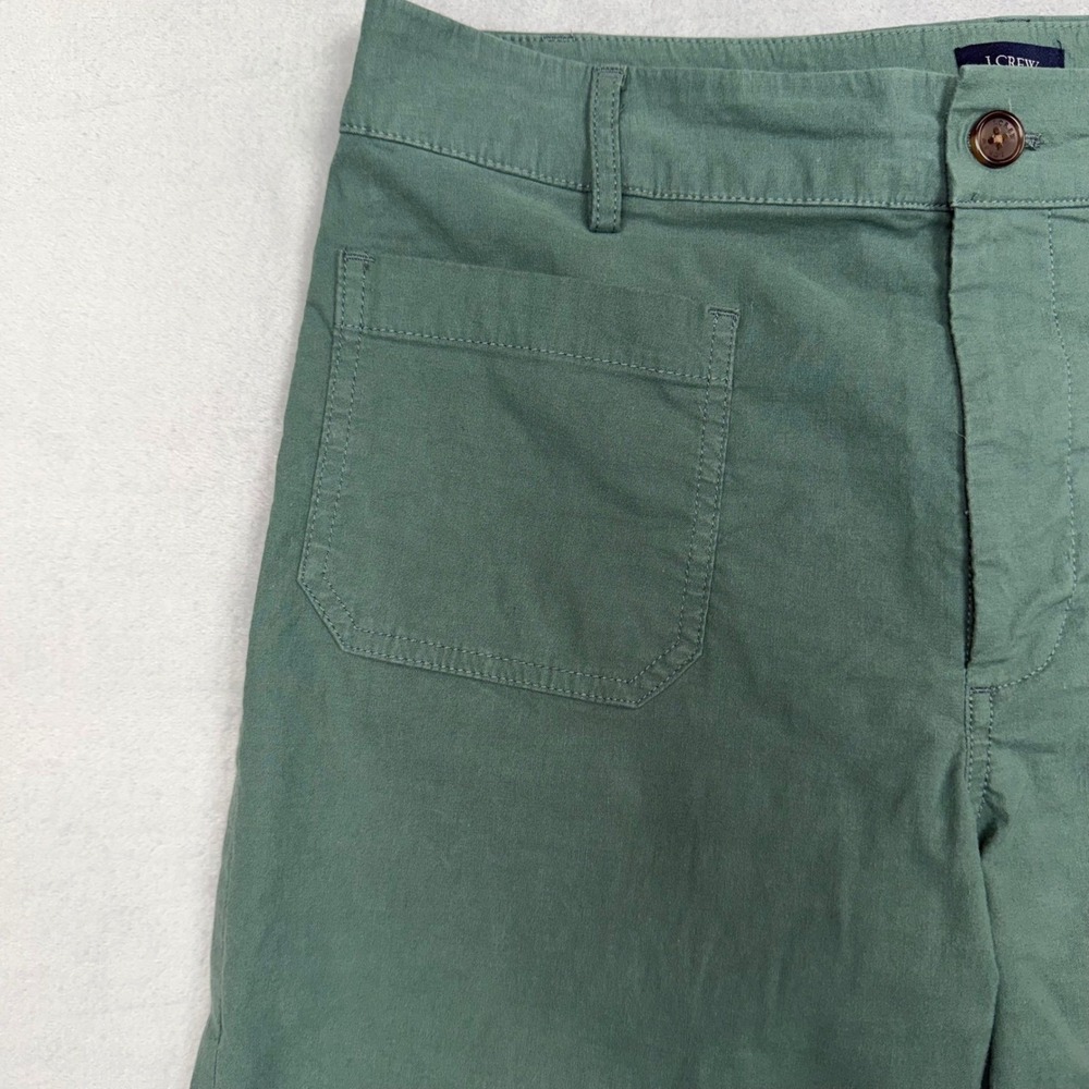 J.Crew Wide Leg Pants Women 30P Green High Rise Utility Patch Pocket Petite - Picture 6 of 11